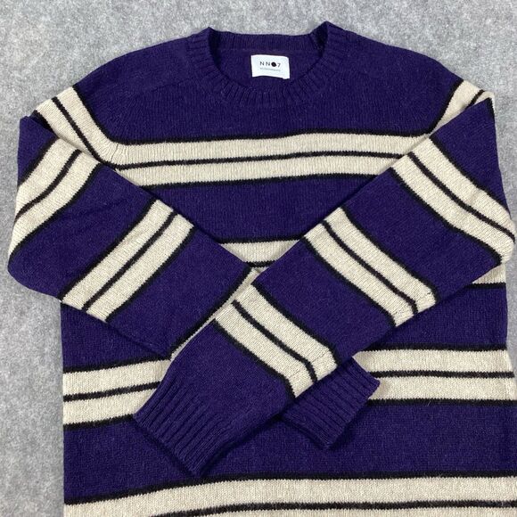 NN07 No Nationality Multi Color Nathan Striped Wool Crew Pullover Sweater Large* - Picture 12 of 15